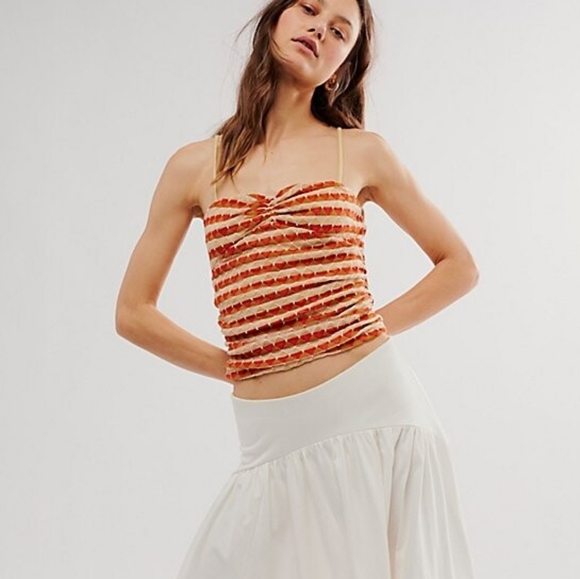 NWT FREE PEOPLE New Love Cami in Strawberry Combo Size Large - Picture 5 of 5